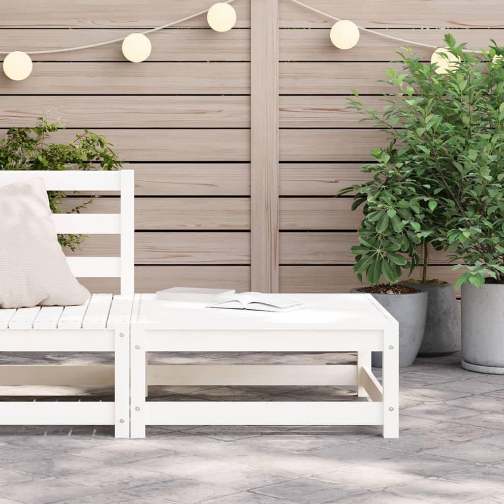 Repose-pied de jardin blanc 70x70x30 cm bois de pin massif