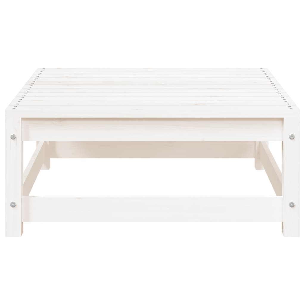 Repose-pied de jardin blanc 70x70x30 cm bois de pin massif