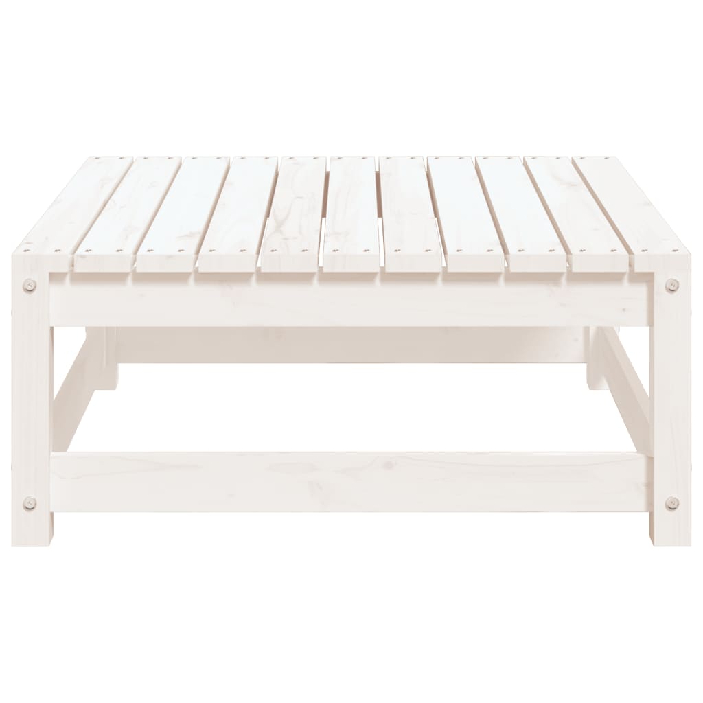 Repose-pied de jardin blanc 70x70x30 cm bois de pin massif