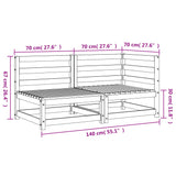 Weißes 2-Sitzer-Gartensofa aus massivem Kiefernholz