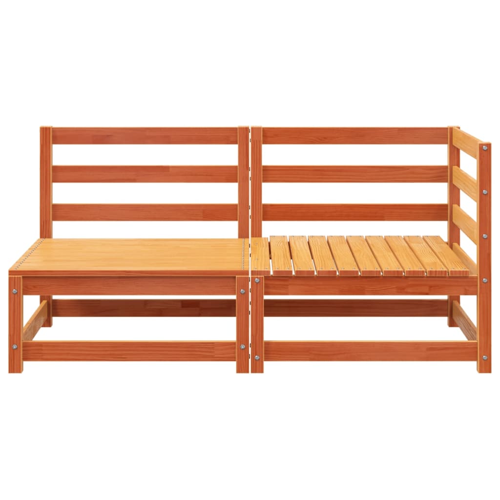 2-Sitzer-Gartensofa, braunes Wachs, massives Kiefernholz