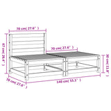 Canapé de jardin sans accoudoirs repose-pieds bois pin massif