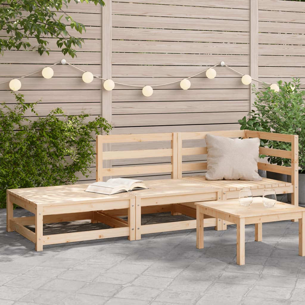 Gartensofa und 2-Sitzer-Fußhocker aus massivem Kiefernholz