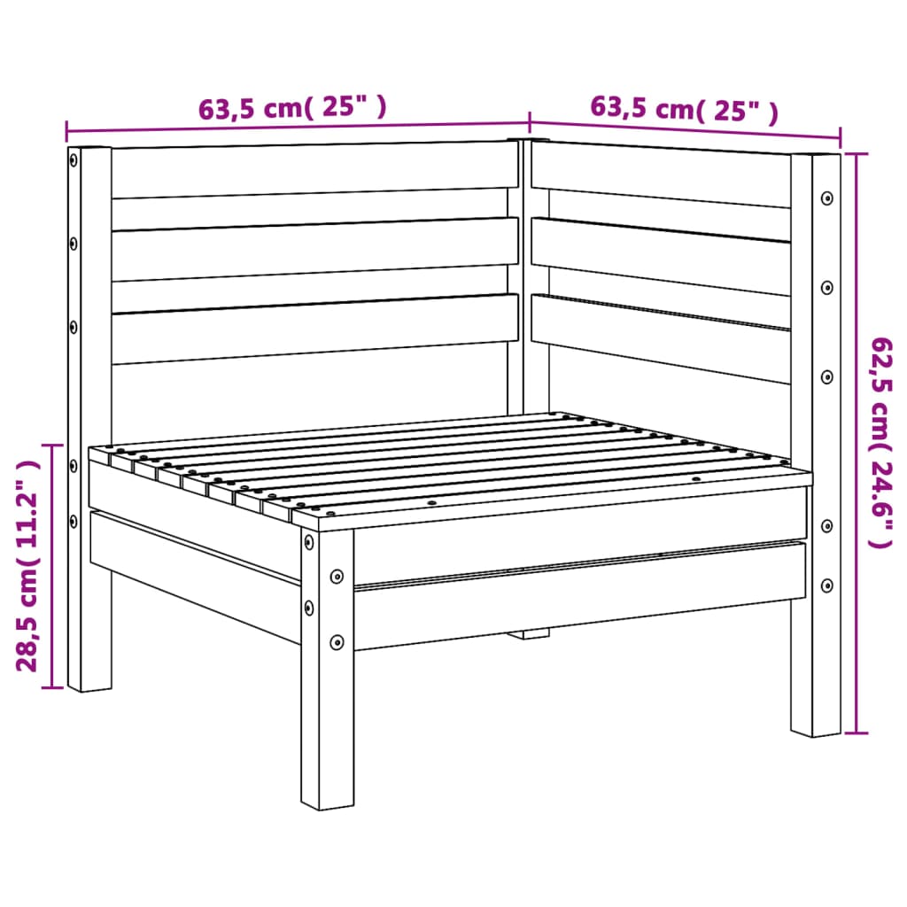 Garten-Ecksofa aus massivem Kiefernholz