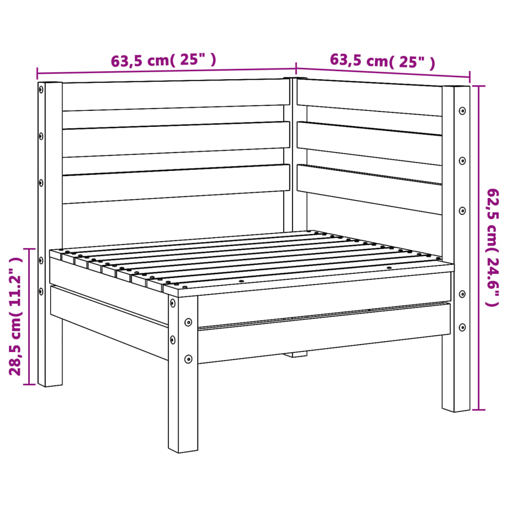 Garten-Ecksofa, braunes Wachs, massives Kiefernholz