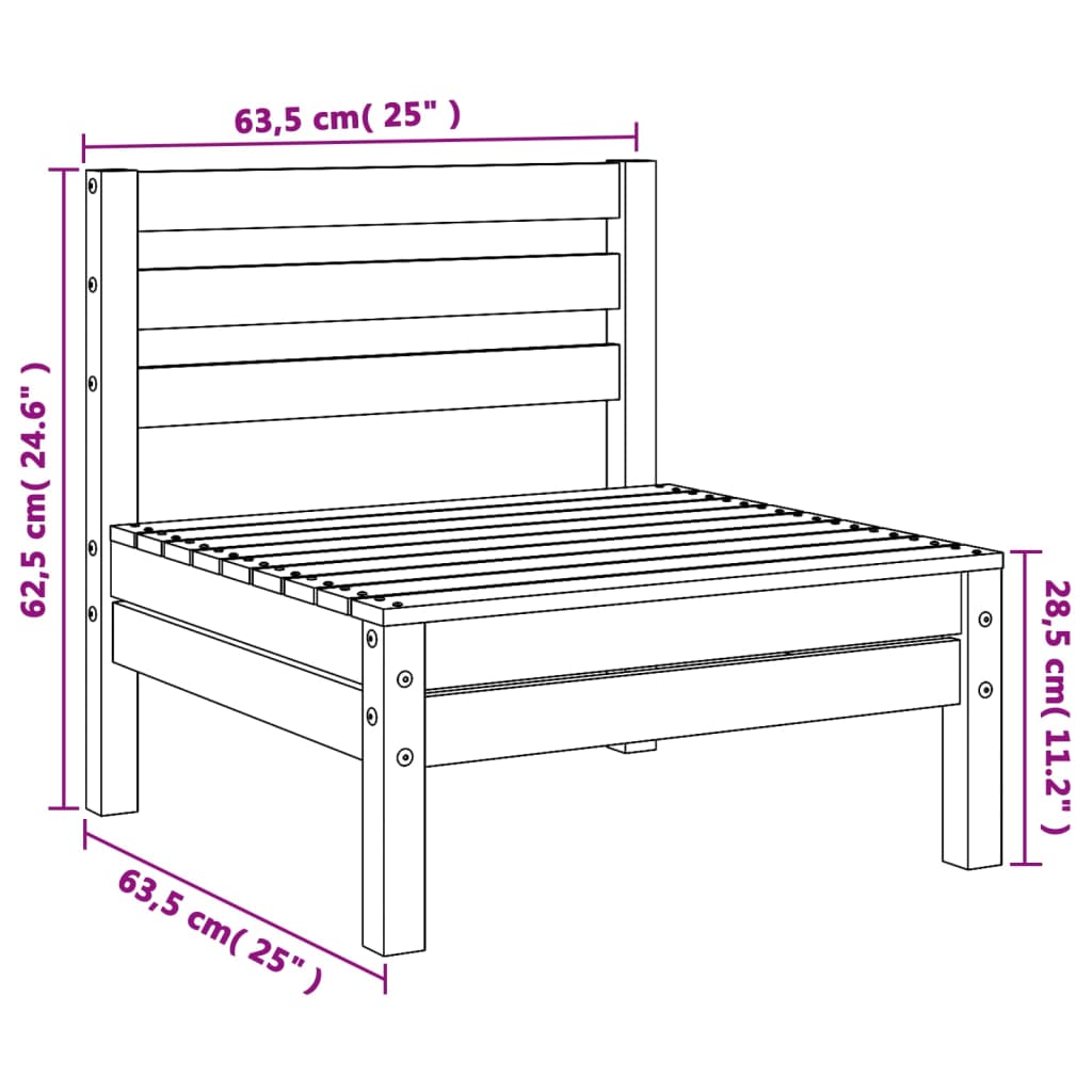 Canapés de jardin sans accoudoirs 4 pcs cire marron bois massif