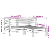 2-Sitzer-Gartensofa mit Fußhocker, braunes Wachs, Massivholz