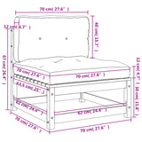 Gartensofa ohne Armlehnen und Kissen aus massivem Kiefernholz