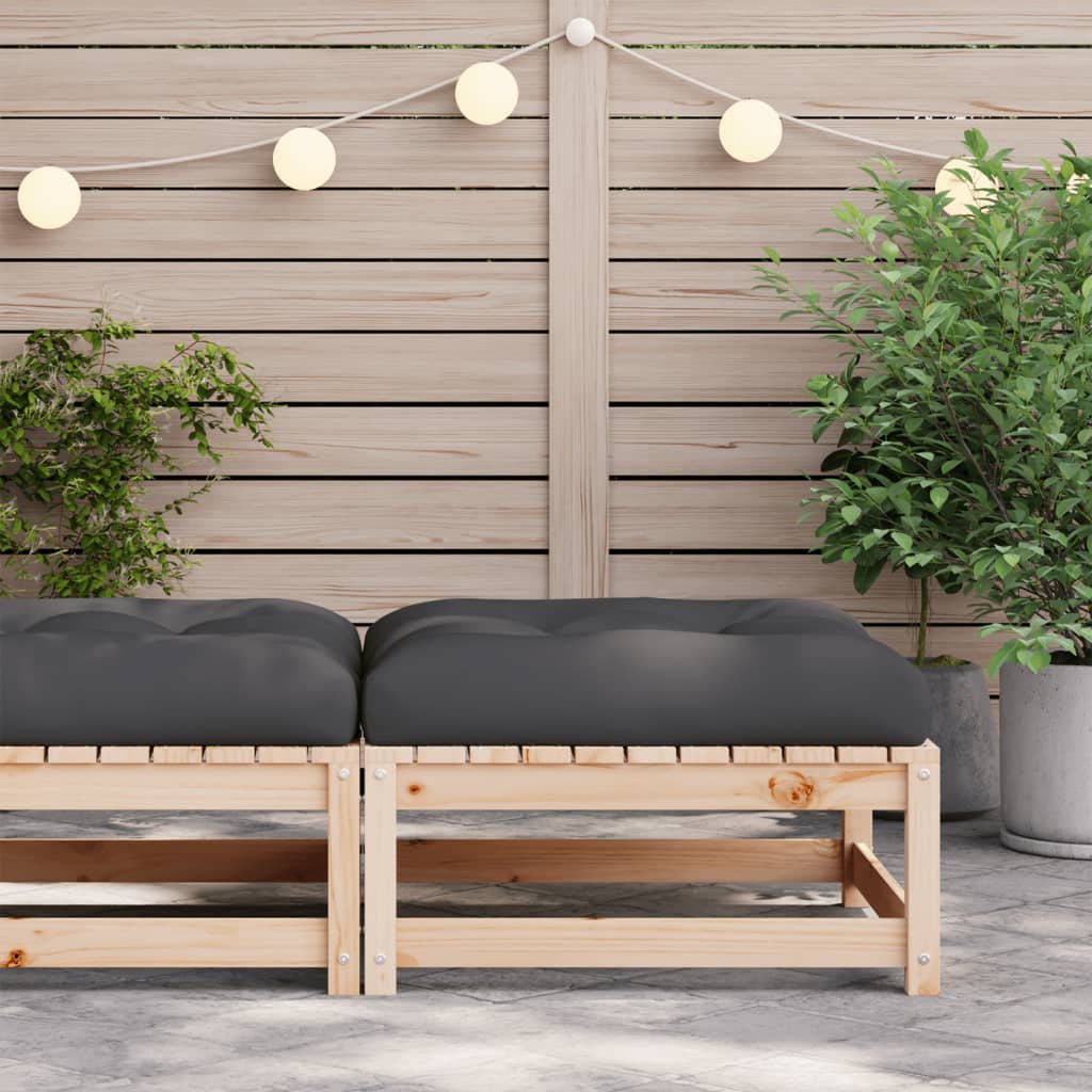 Repose-pied de jardin avec coussin bois de pin massif