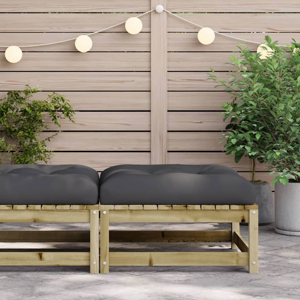 Repose-pied de jardin avec coussin bois de pin imprégné