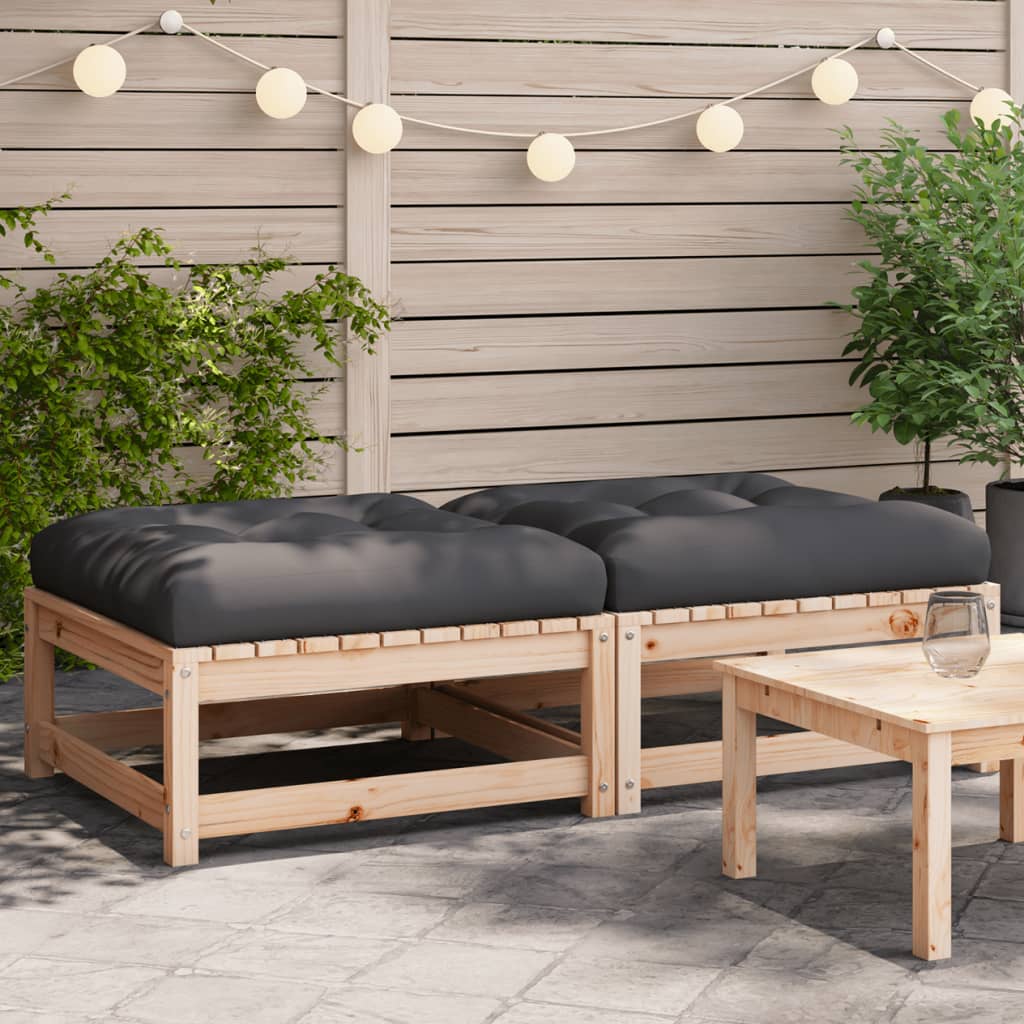 Repose-pieds de jardin avec coussins lot de 2 bois pin massif