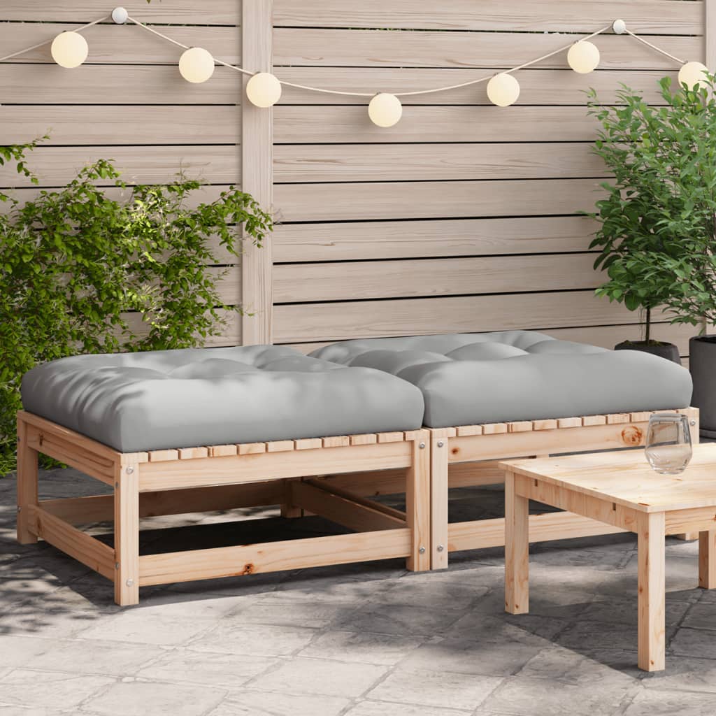 Repose-pieds de jardin avec coussins lot de 2 bois pin massif