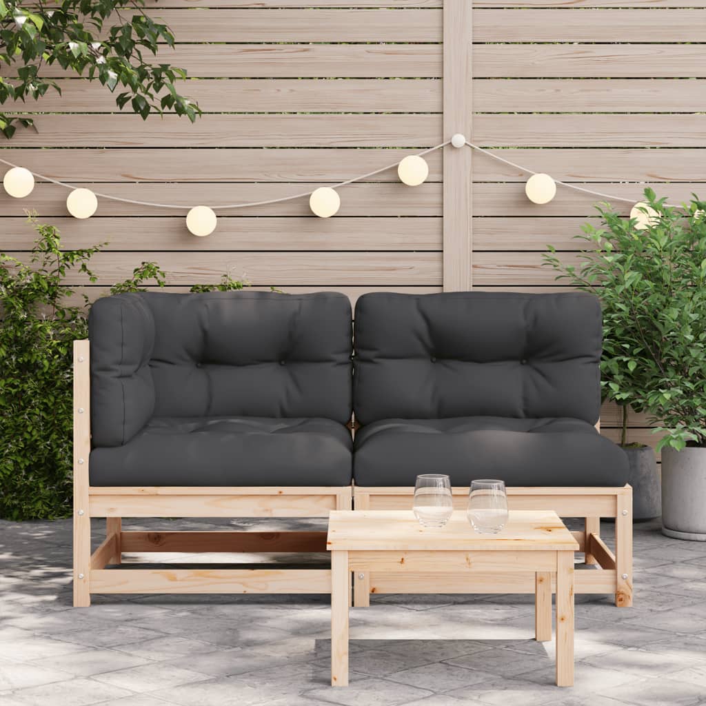 Gartensofa mit 2-Sitzer-Kissen aus massivem Kiefernholz