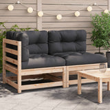 Gartensofa mit 2-Sitzer-Kissen aus massivem Kiefernholz