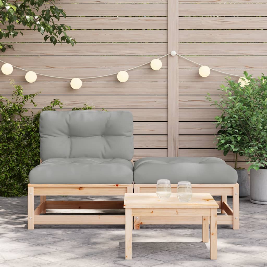 Garden sofa without armrests with cushions and footrest