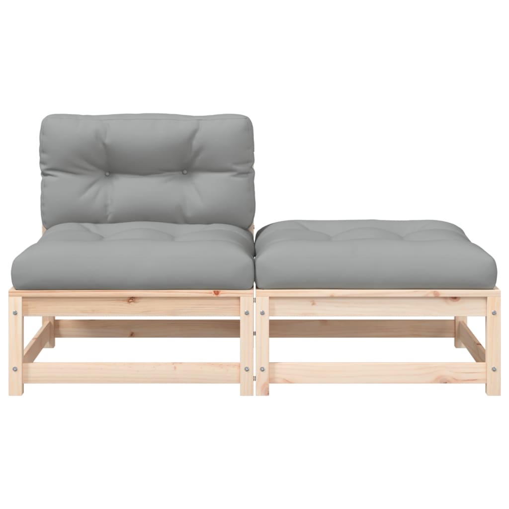 Garden sofa without armrests with cushions and footrest