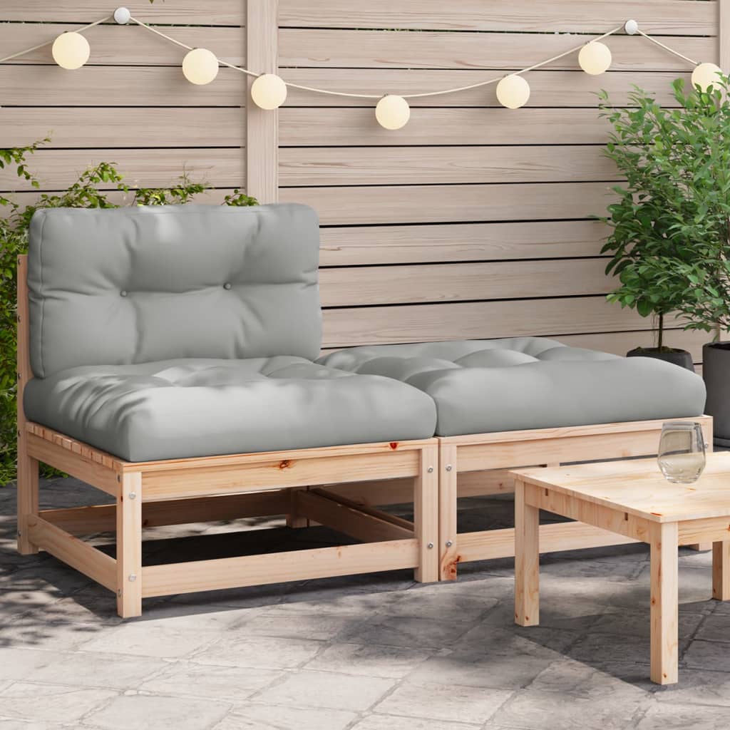 Garden sofa without armrests with cushions and footrest