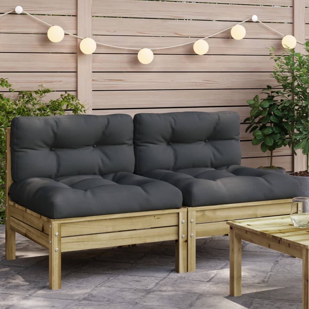 Gartensofa ohne Armlehnen und Kissen 2 Stück imprägnierte Kiefer