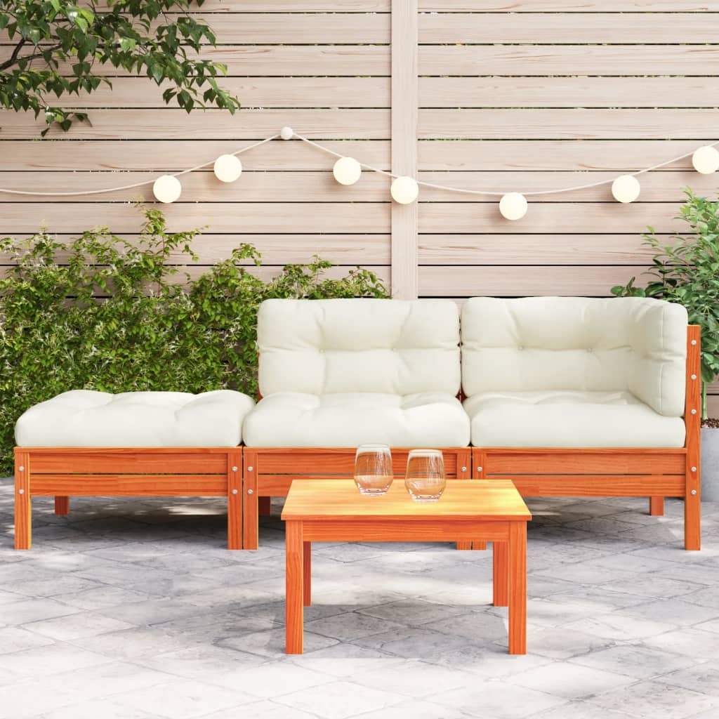 Garden sofa with cushions and footrest 2 seater