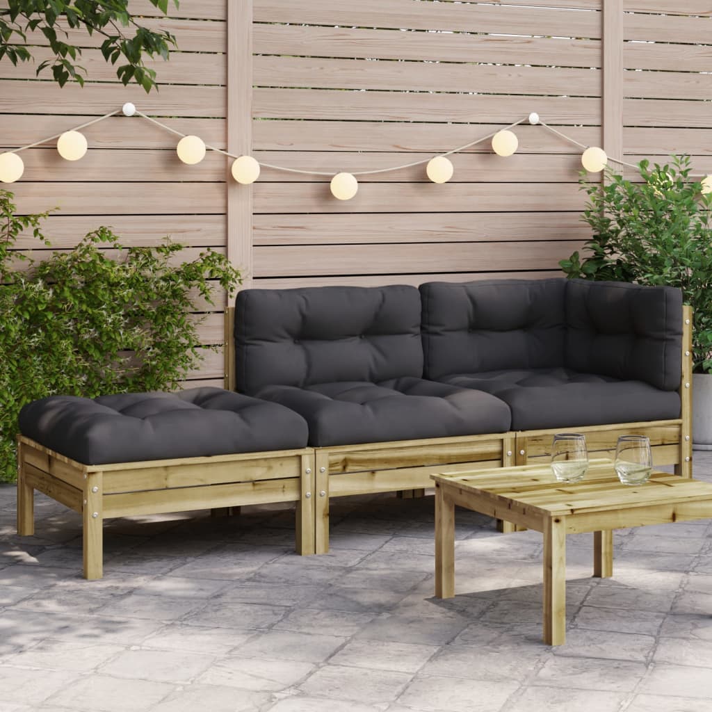 Garden sofa with cushions and footrest 2 seater