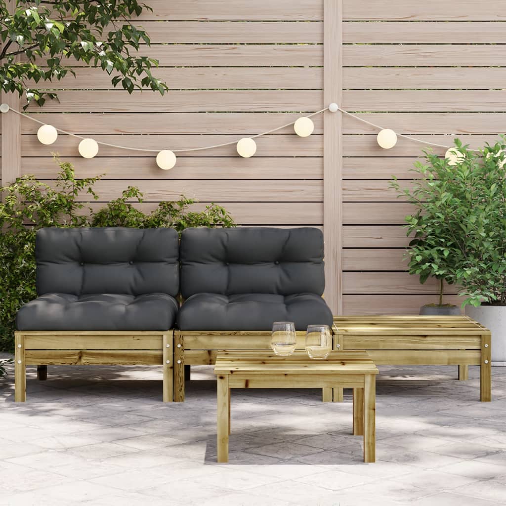 Garden sofa with cushions and footrest 2 seater