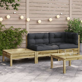 Garden sofa with cushions and footrest in impregnated pine wood