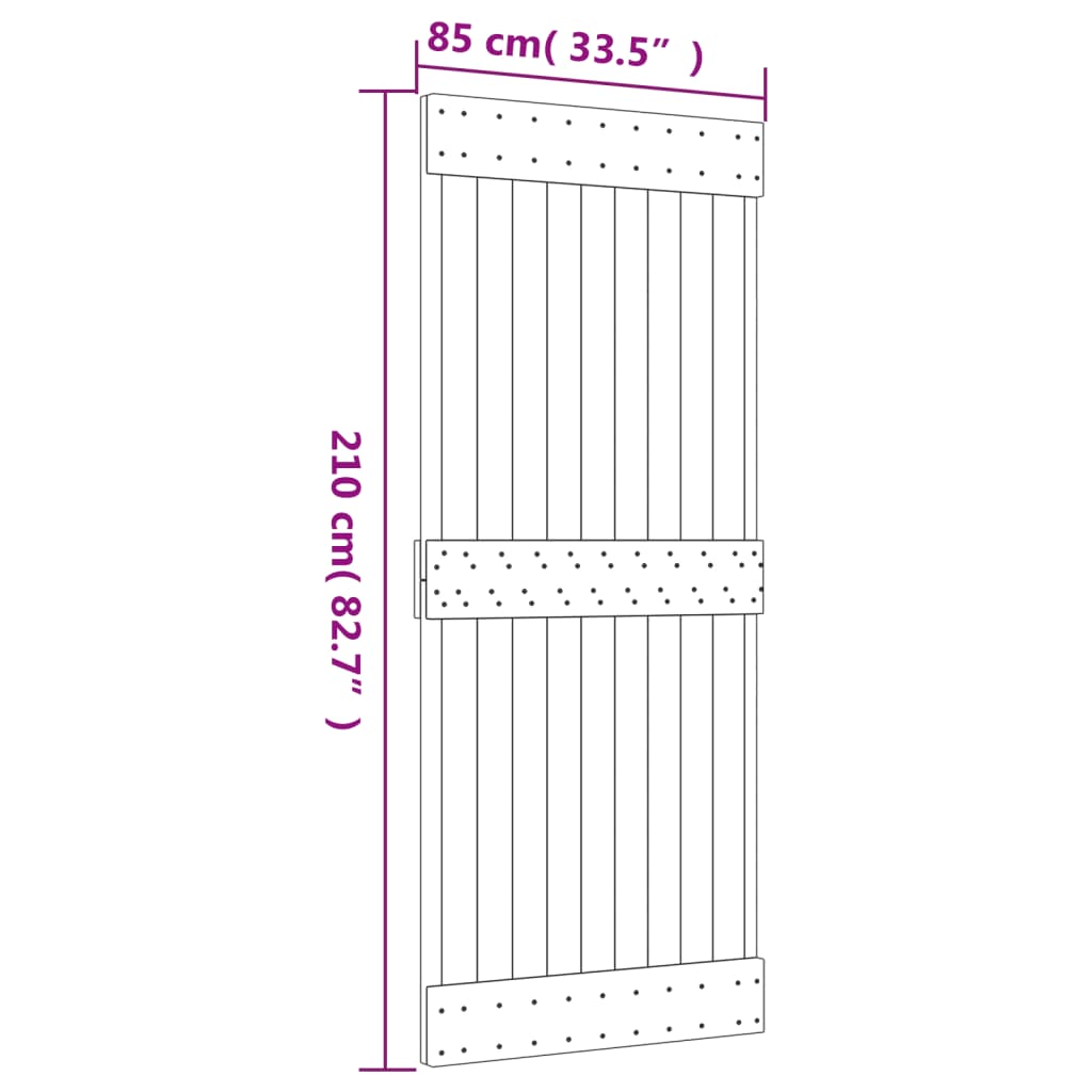 Sliding door and hardware kit 85x210 cm solid pine