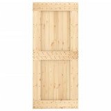 Sliding door and hardware kit 90x210 cm solid pine