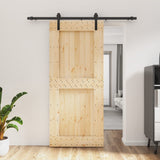 Sliding door and hardware kit 90x210 cm solid pine