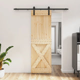 Sliding door and hardware kit 70x210 cm solid pine