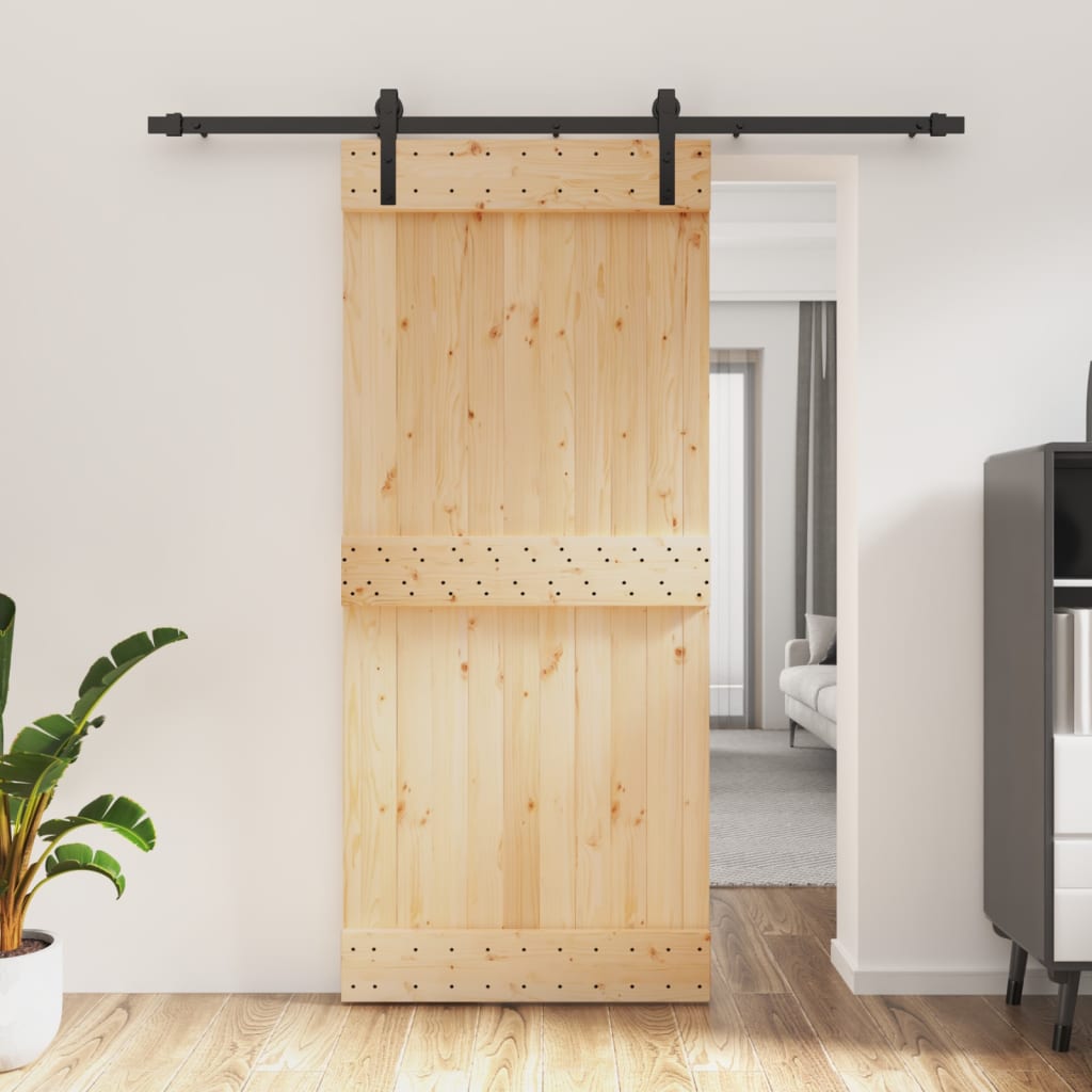 Sliding door and hardware kit 90x210 cm solid pine