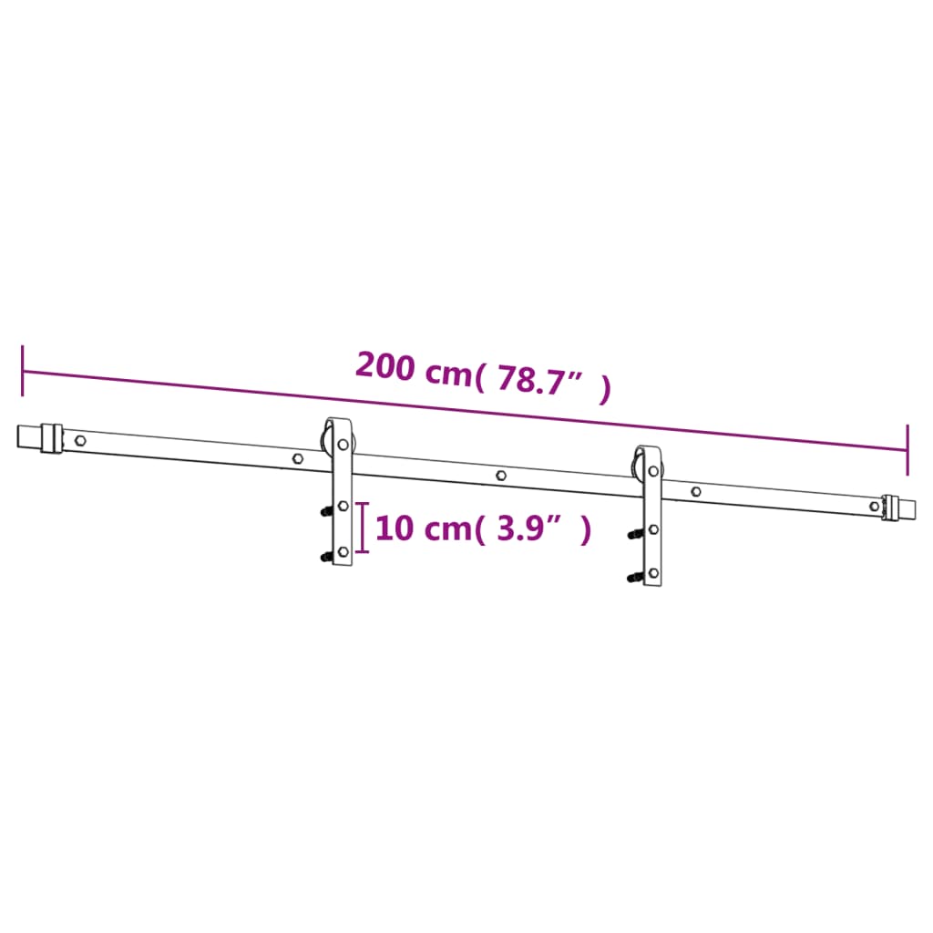 Porte coulissante et kit de quincaillerie 95x210 cm pin massif