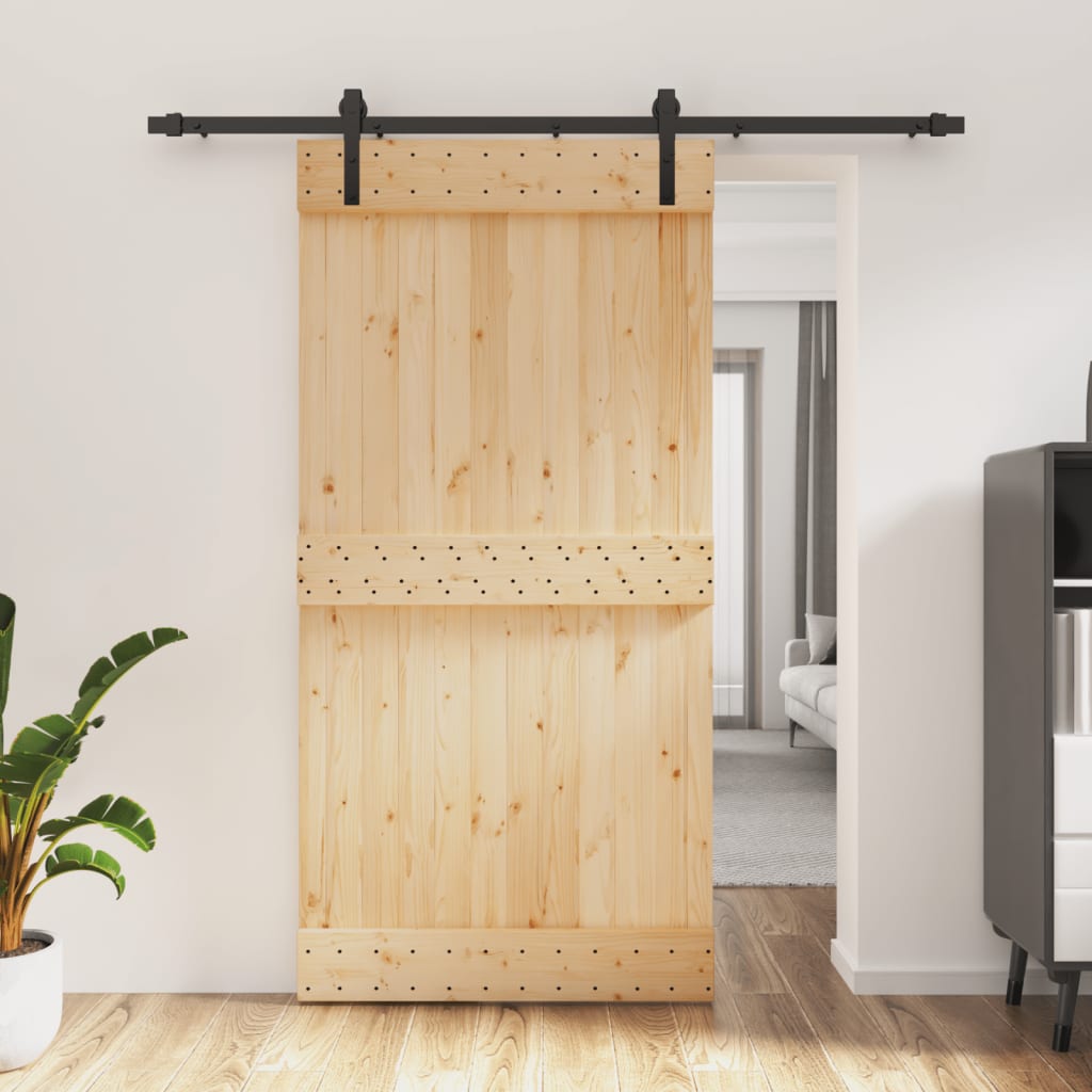 Sliding door and hardware kit 100x210 cm solid pine