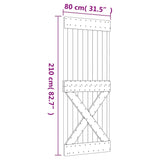 Sliding door and hardware kit 80x210 cm solid pine