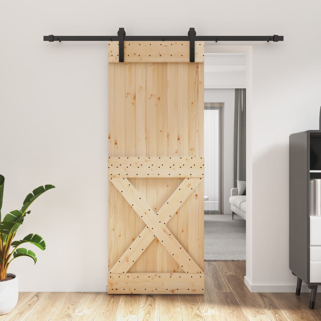 Sliding door and hardware kit 80x210 cm solid pine