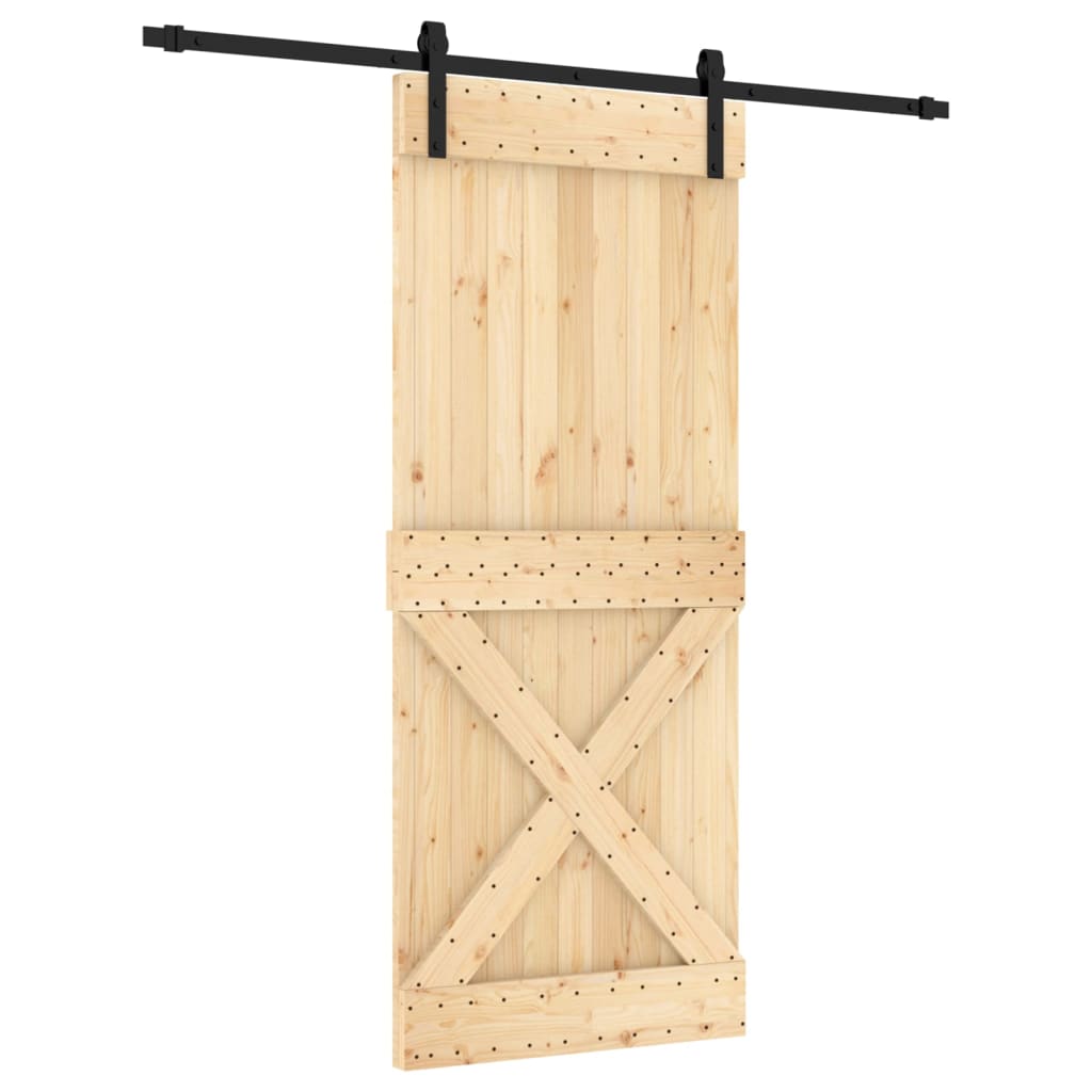 Porte coulissante et kit de quincaillerie 85x210 cm pin massif