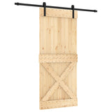 Sliding door and hardware kit 90x210 cm solid pine