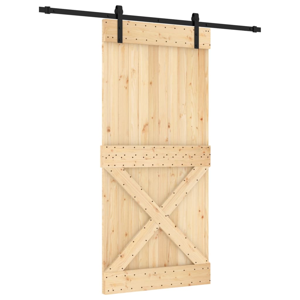 Porte coulissante et kit de quincaillerie 95x210 cm pin massif