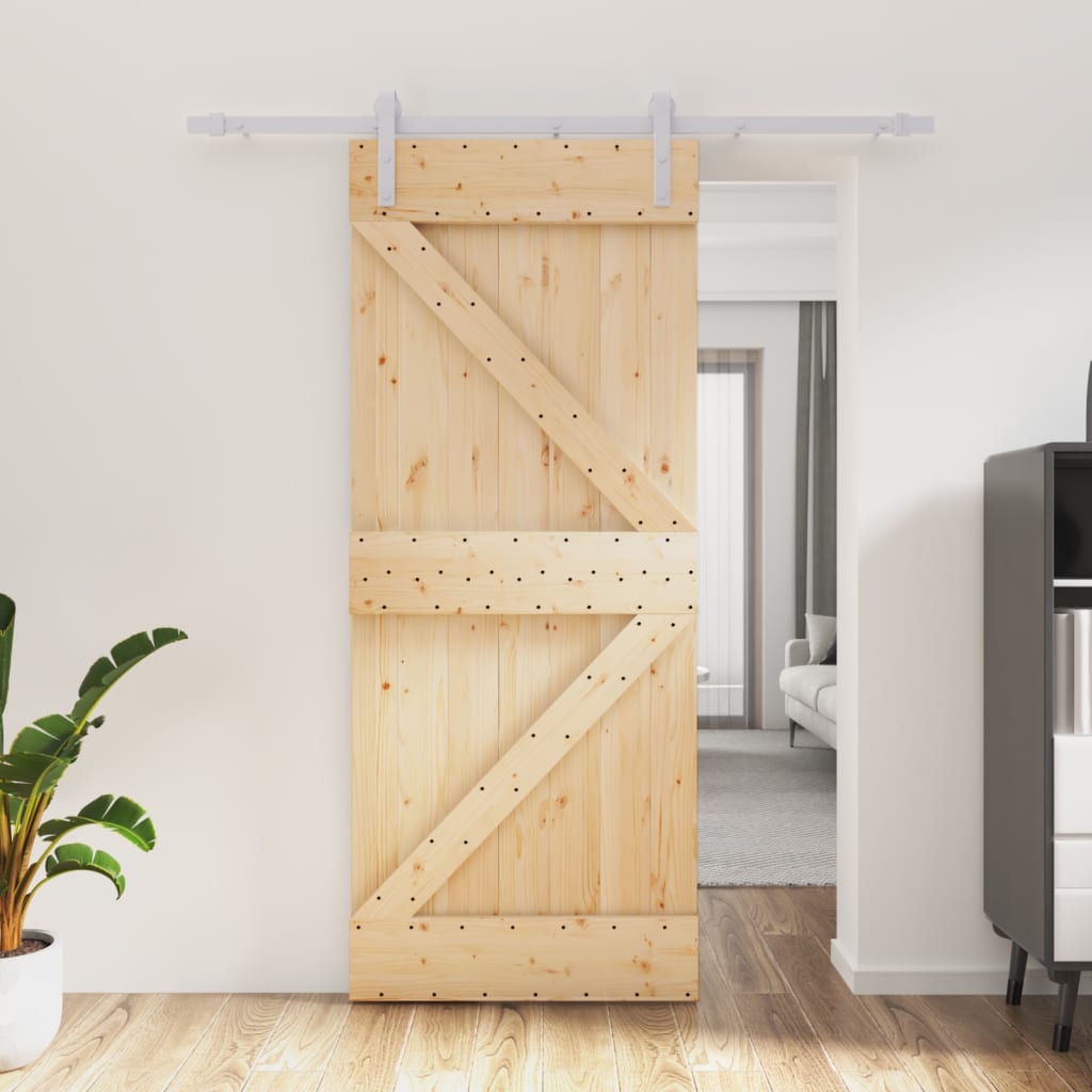 Sliding door and hardware kit 85x210 cm solid pine