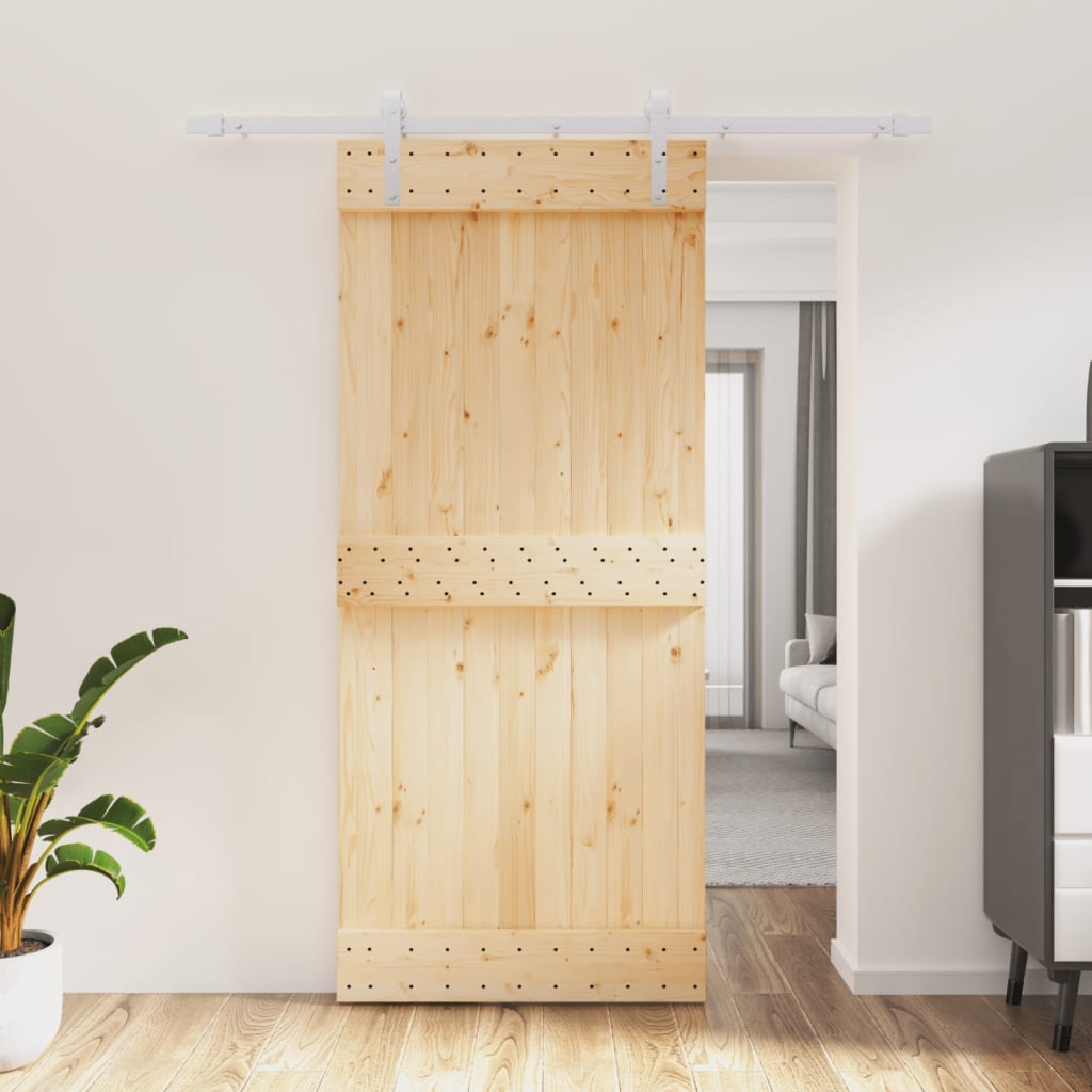 Sliding door and hardware kit 90x210 cm solid pine