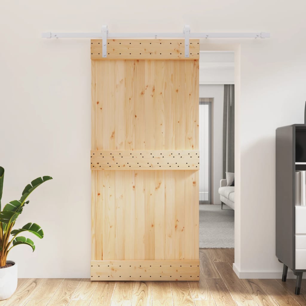 Sliding door and hardware kit 95x210 cm solid pine