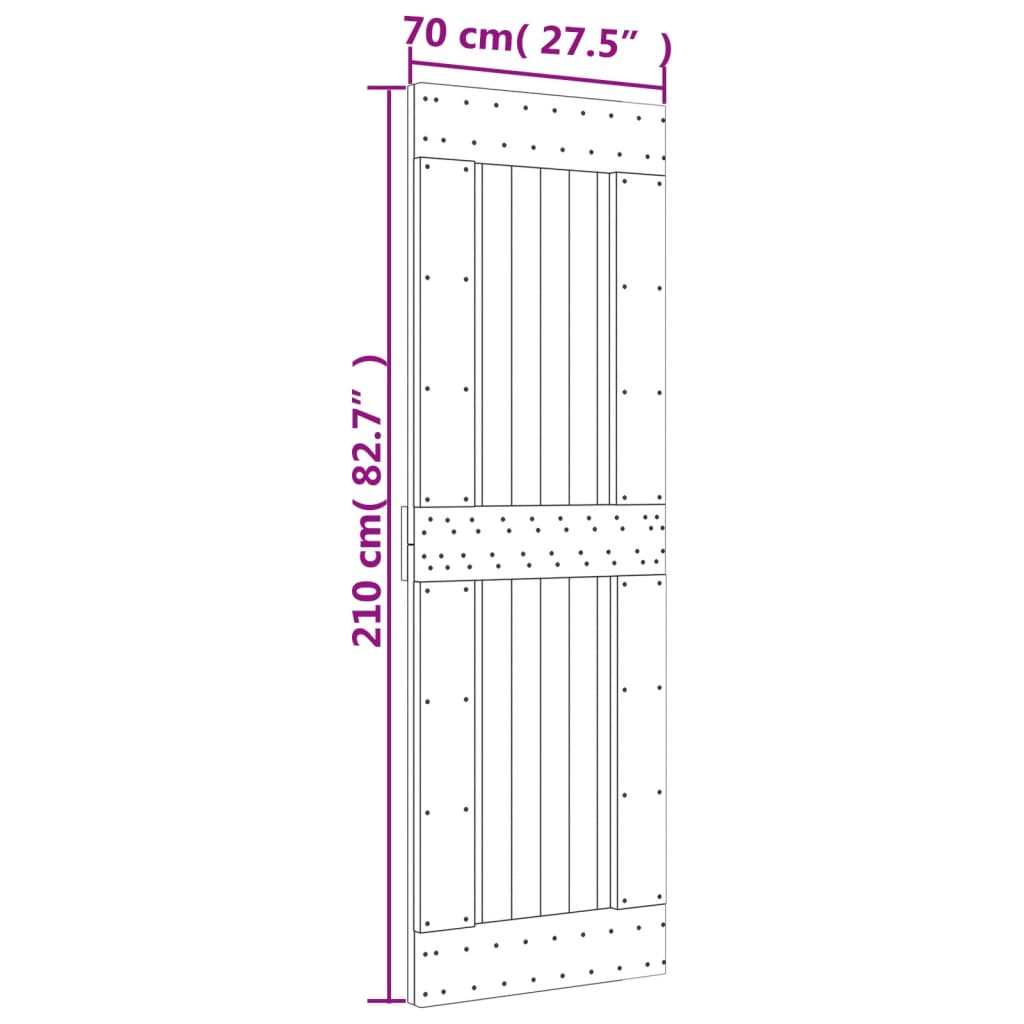 Sliding door and hardware kit 70x210 cm solid pine