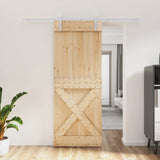 Sliding door and hardware kit 80x210 cm solid pine