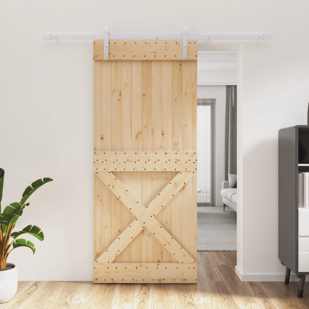 Sliding door and hardware kit 90x210 cm solid pine