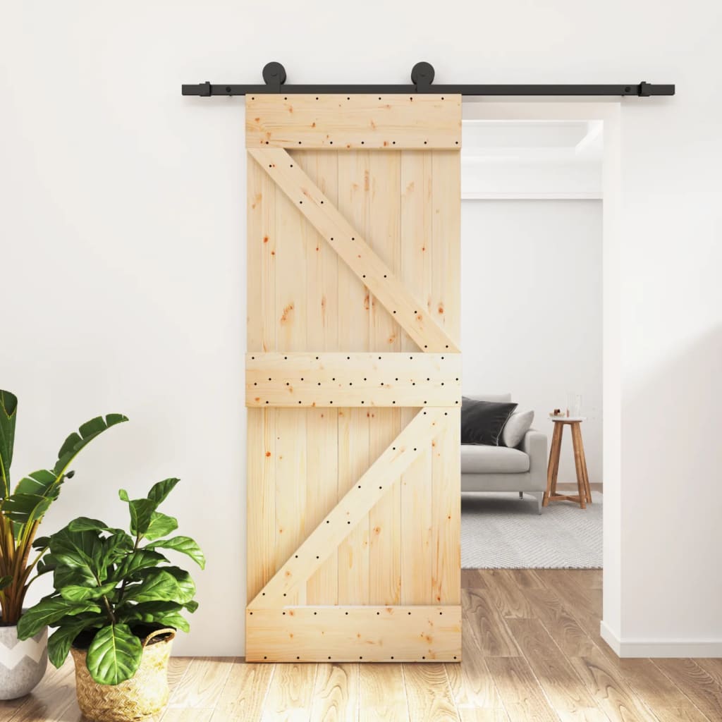 Sliding door and hardware kit 70x210 cm solid pine