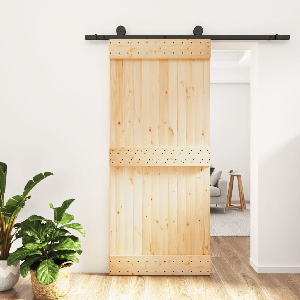 Sliding door and hardware kit 90x210 cm solid pine