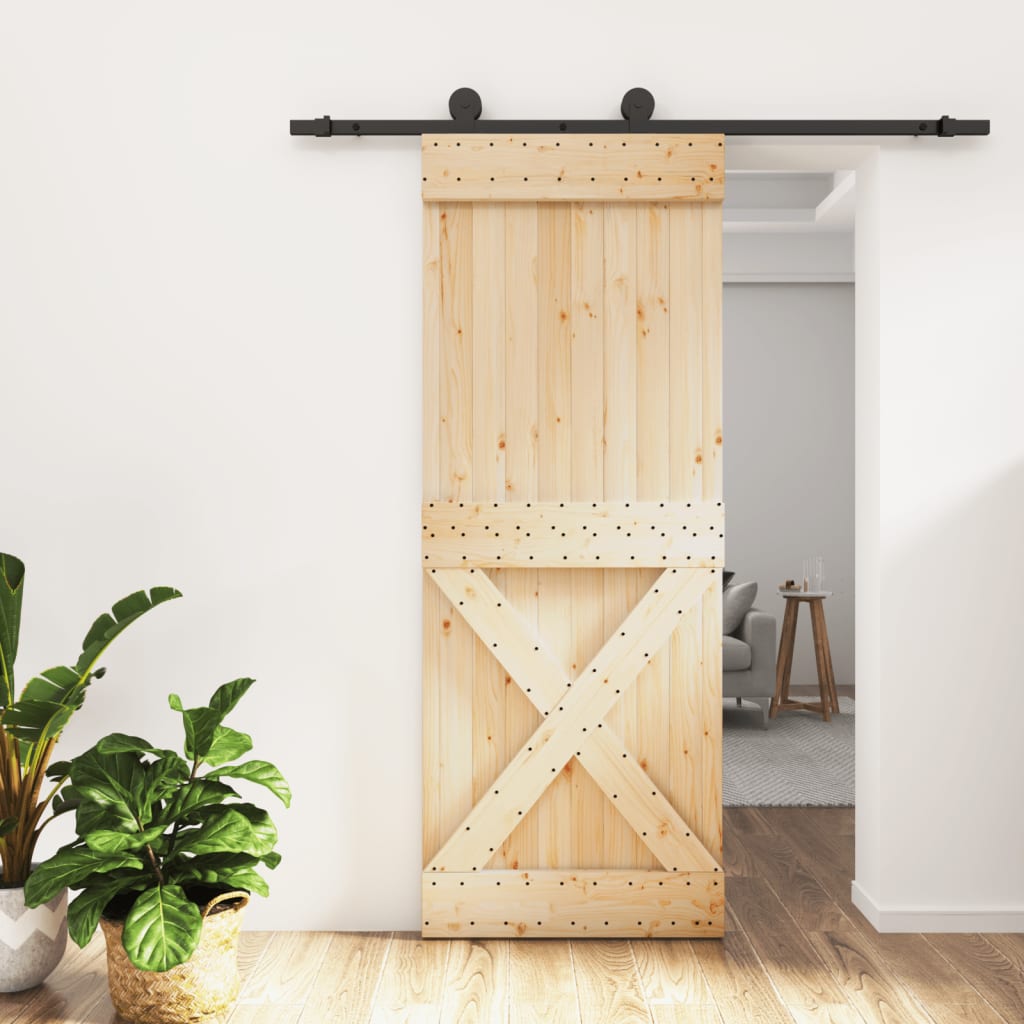 Sliding door and hardware kit 80x210 cm solid pine