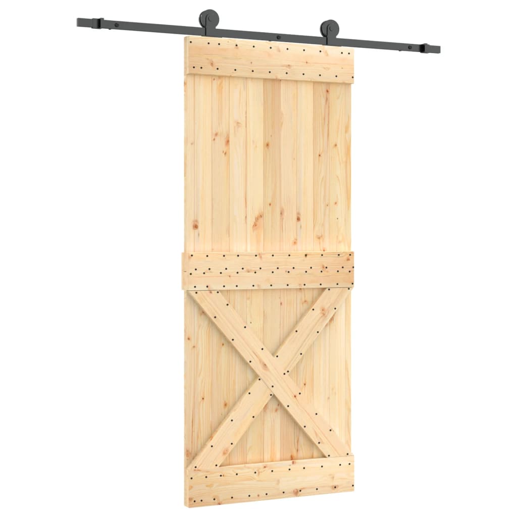 Porte coulissante et kit de quincaillerie 85x210 cm pin massif