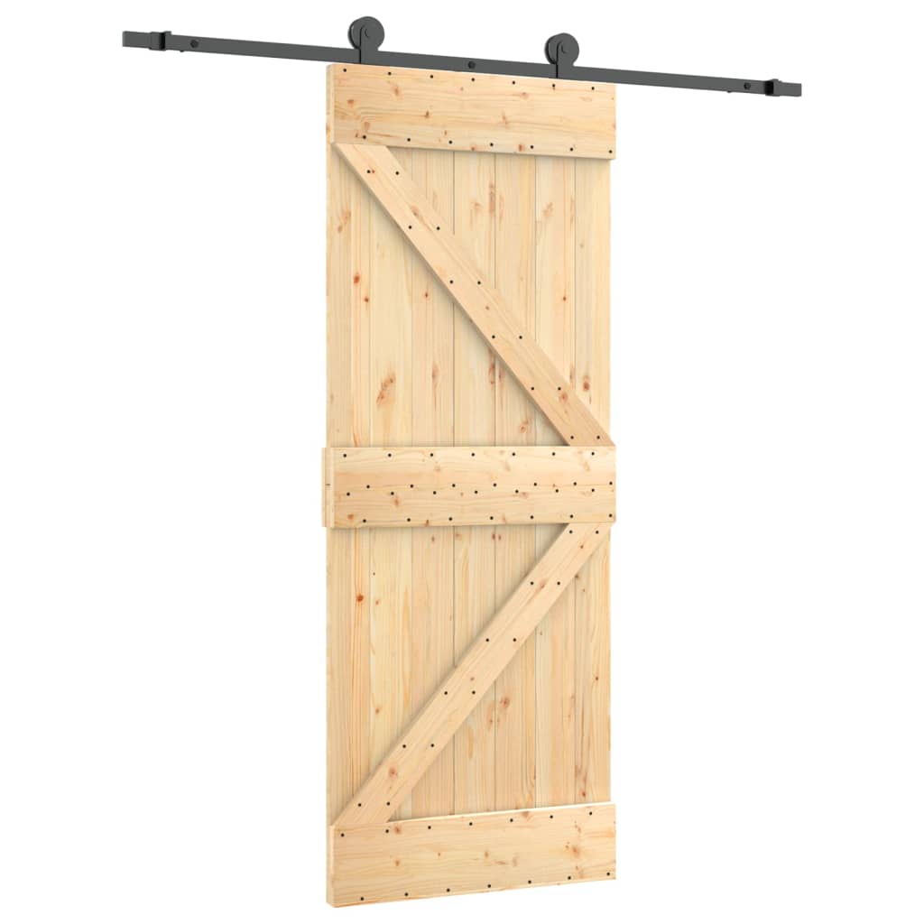 Porte coulissante et kit de quincaillerie 85x210 cm pin massif