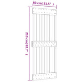 Sliding door and hardware kit 80x210 cm solid pine